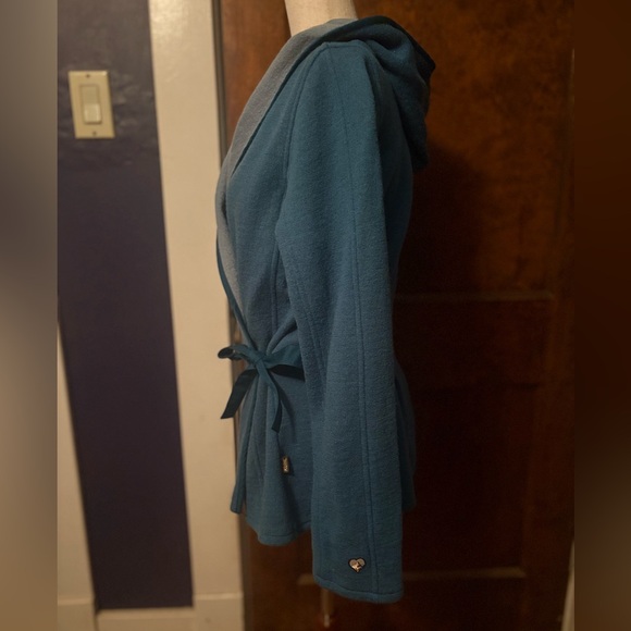 Kuhl 100% Merino Wool Teal Wrap Cardigan Jacket - Picture 6 of 11